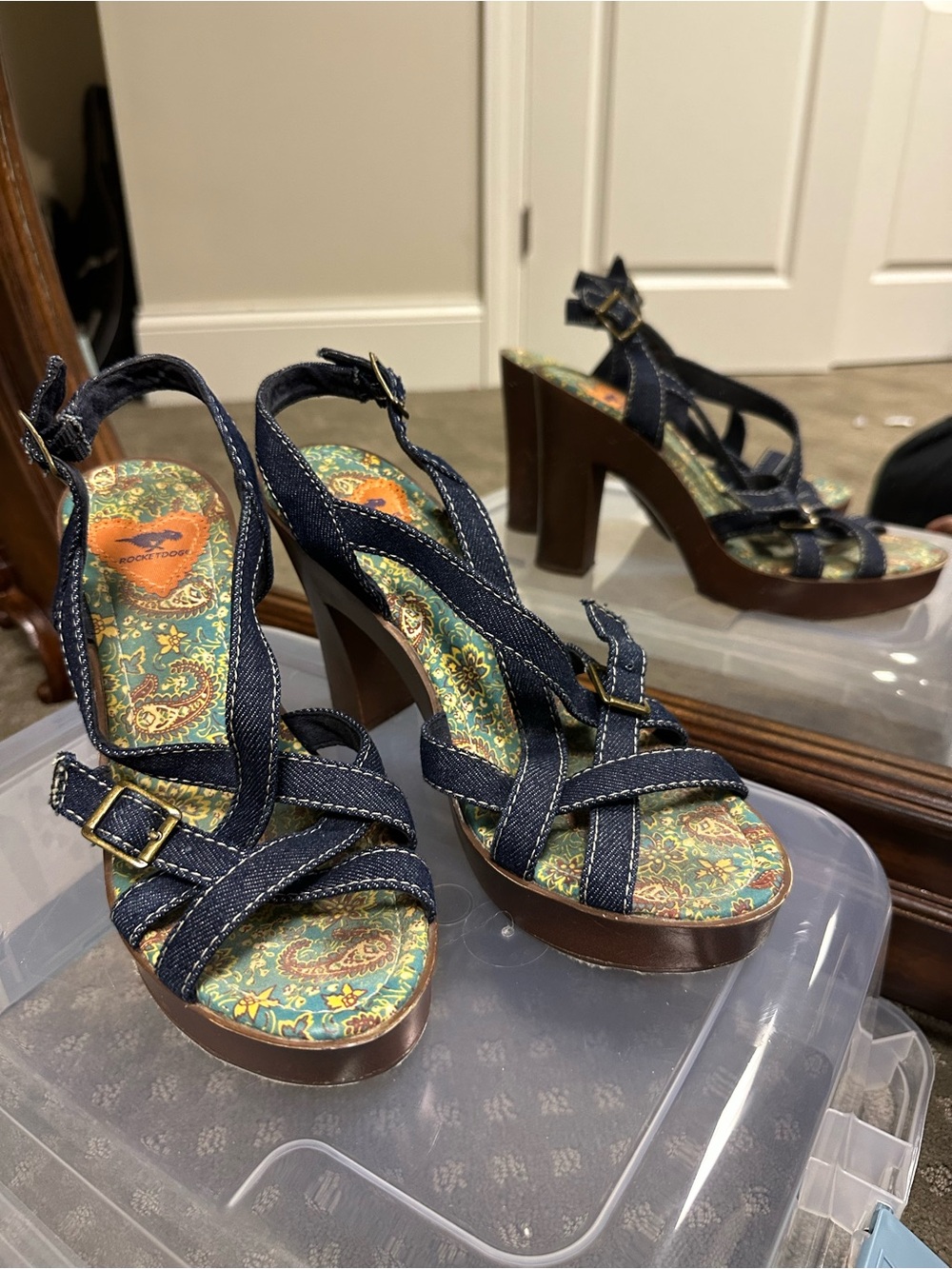 Rocketdog Denim Strappy Platform Heels